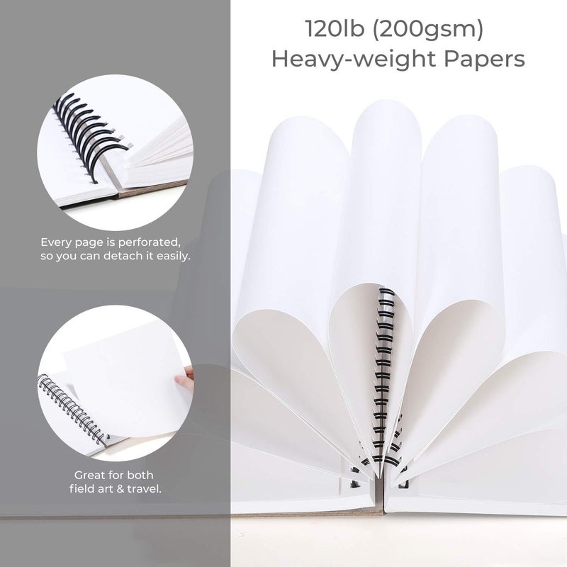 Ohuhu Marker Pads Art Sketchbook - 8.9" x 8.3" Portable Square Size -120 lb/200 gsm Drawing Papers - 60 Sheets/120 Pages - Spiral Bound Sketch Drawing Book for Alcohol Markers Christmas Gift - Image 4